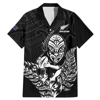 New Zealand Silver Fern Rugby Custom Family Matching Mermaid Dress and Hawaiian Shirt Maori Tiki Black Version