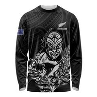New Zealand Silver Fern Rugby Custom Long Sleeve Shirt Maori Tiki Black Version