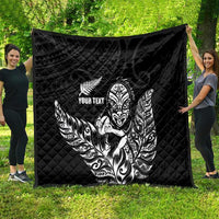 New Zealand Silver Fern Rugby Custom Quilt Maori Tiki Black Version