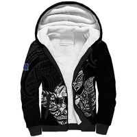 New Zealand Silver Fern Rugby Custom Sherpa Hoodie Maori Tiki Black Version