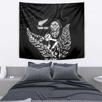 New Zealand Silver Fern Rugby Custom Tapestry Maori Tiki Black Version