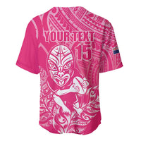 New Zealand Silver Fern Rugby Custom Baseball Jersey Maori Tiki Pink Version