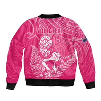 New Zealand Silver Fern Rugby Custom Bomber Jacket Maori Tiki Pink Version