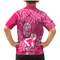 New Zealand Silver Fern Rugby Custom Family Matching Mermaid Dress and Hawaiian Shirt Maori Tiki Pink Version
