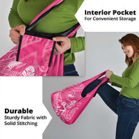 New Zealand Silver Fern Rugby Custom Grocery Bag Maori Tiki Pink Version LT15 - Polynesian Pride