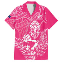 New Zealand Silver Fern Rugby Custom Hawaiian Shirt Maori Tiki Pink Version