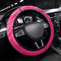 New Zealand Silver Fern Rugby Steering Wheel Cover Maori Tiki Pink Version LT15 Universal Fit Pink - Polynesian Pride