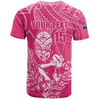New Zealand Silver Fern Rugby Custom T Shirt Maori Tiki Pink Version