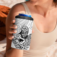 New Zealand Silver Fern Rugby Custom 4 in 1 Can Cooler Tumbler Maori Tiki White Version LT15 - Polynesian Pride