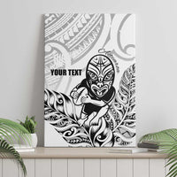 New Zealand Silver Fern Rugby Custom Canvas Wall Art Maori Tiki White Version
