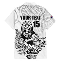 New Zealand Silver Fern Rugby Custom Hawaiian Shirt Maori Tiki White Version