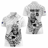 New Zealand Silver Fern Rugby Custom Women Polo Shirt Maori Tiki White Version