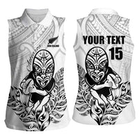 New Zealand Silver Fern Rugby Custom Women Sleeveless Polo Shirt Maori Tiki White Version