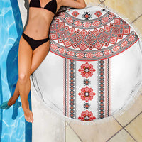 Bulgarian Embroidery Style Seamless Pattern Beach Blanket