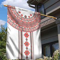Bulgarian Embroidery Style Seamless Pattern Garden Flag