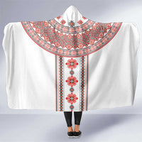 Bulgarian Embroidery Style Seamless Pattern Hooded Blanket
