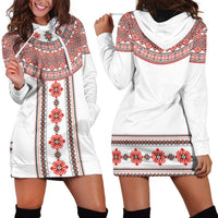 Bulgarian Embroidery Style Seamless Pattern Hoodie Dress