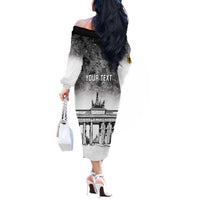 Personalized Germany Berlin Wall Off The Shoulder Long Sleeve Dress Tag der Deutschen Einheit