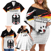 Custom Germany Football Family Matching Off Shoulder Short Dress and Hawaiian Shirt Come On DFB-Team