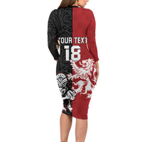 Custom British Lions New Zealand Family Matching Long Sleeve Bodycon Dress and Hawaiian Shirt Unique Style - Polynesian Pride