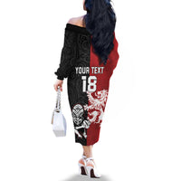 Custom British Lions New Zealand Family Matching Off The Shoulder Long Sleeve Dress and Hawaiian Shirt Unique Style - Polynesian Pride