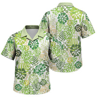 Green Aloha Hawaiian Family Matching Short Sleeve Bodycon Dress and Hawaiian Shirt Monstera Hibiscus Tropical Pattern