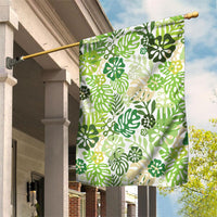 Green Aloha Hawaiian Garden Flag Monstera Hibiscus Tropical Pattern