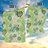 Green Aloha Hawaiian Garden Flag Monstera Hibiscus Tropical Pattern