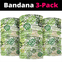 Green Aloha Hawaiian Neck Gaiter Monstera Hibiscus Tropical Pattern