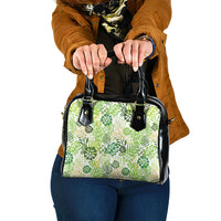 Green Aloha Hawaiian Shoulder Handbag Monstera Hibiscus Tropical Pattern