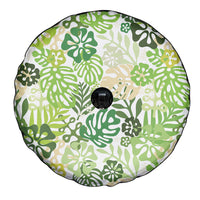 Green Aloha Hawaiian Spare Tire Cover Monstera Hibiscus Tropical Pattern