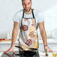 Brown Aloha Hawaiian Apron Monstera Hibiscus Tropical Pattern