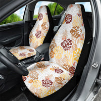Brown Aloha Hawaiian Car Seat Cover Monstera Hibiscus Tropical Pattern