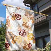 Brown Aloha Hawaiian Garden Flag Monstera Hibiscus Tropical Pattern