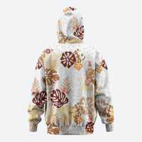 Brown Aloha Hawaiian Hoodie Monstera Hibiscus Tropical Pattern