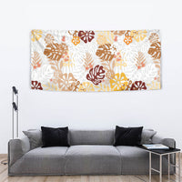 Brown Aloha Hawaiian Tapestry Monstera Hibiscus Tropical Pattern