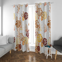 Brown Aloha Hawaiian Window Curtain Monstera Hibiscus Tropical Pattern