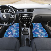 Blue Aloha Hawaiian Car Mats Monstera Hibiscus Tropical Pattern
