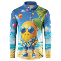 Funny Hawaii Mango Button Sweatshirt Tropical Summer Beach Mascot Vacation