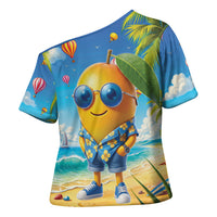 Funny Hawaii Mango Cross Shoulder Shirt Tropical Summer Beach Mascot Vacation