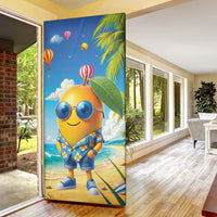 Funny Hawaii Mango Door Cover Tropical Summer Beach Mascot Vacation