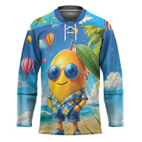 Funny Hawaii Mango Hockey Jersey Tropical Summer Beach Mascot Vacation