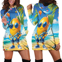 Funny Hawaii Mango Hoodie Dress Tropical Summer Beach Mascot Vacation