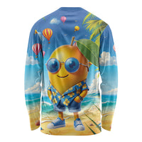 Funny Hawaii Mango Long Sleeve Shirt Tropical Summer Beach Mascot Vacation