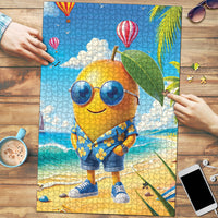 Funny Hawaii Mango Puzzle Tropical Summer Beach Mascot Vacation