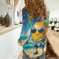 Funny Hawaii Mango Women Casual Shirt Tropical Summer Beach Mascot Vacation