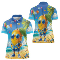 Funny Hawaii Mango Women Polo Shirt Tropical Summer Beach Mascot Vacation