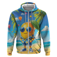Funny Hawaii Mango Zip Hoodie Tropical Summer Beach Mascot Vacation