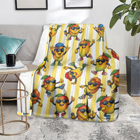 Funny Hawaii Mango Hip Hop Cartoon Blanket Summer Beach Party