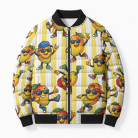 Funny Hawaii Mango Hip Hop Cartoon Bomber Puffer Jacket Summer Beach Party
